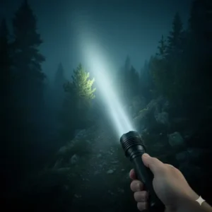 Long-distance beam shot demonstrating the intense power and throw of the 4000 lumens torch.