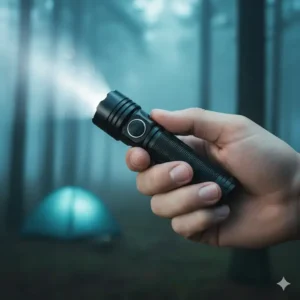 Handheld view of the compact 4000 lumens torch, showing its ergonomic grip and portability.