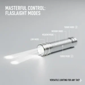 Image showing the tail-cap switch and different light modes of the best aaa flashlight models for versatile use.