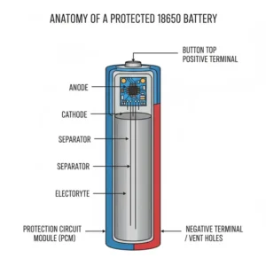 Detailed diagram showing the internal components of the best 18650 battery for torch.