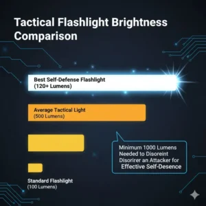 A comparison chart showing why the best self defence flashlight requires high lumen output to be effective.