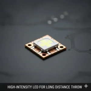 A compact, high-intensity LED optimized for long-distance throw, used in professional thrower flashlight.