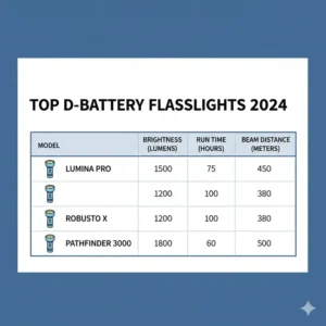 Illustration 1: A detailed comparison chart ranking the performance of the best d battery flashlight models.