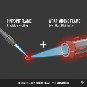 Diagram showing different flame patterns available on the best mechanics torch for precision work.