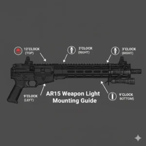 Diagram showing different rail positions for mounting the best ar15 light on a handguard.