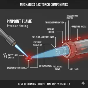 Detailed anatomical breakdown of the parts that make up the best mechanics torch.