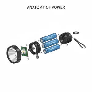 Illustration 5: A technical cutaway diagram showing the build quality and components of the best d battery flashlight.