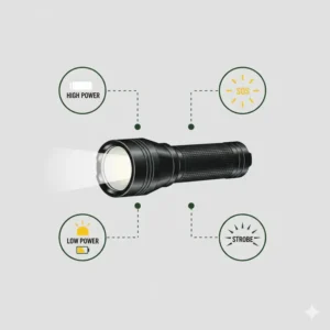 A high-lumen tactical survival light with a serrated bezel for self-defense and emergency glass breaking.
