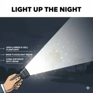 Illustration 6: A brightness demonstration showing the powerful high-lumen beam of the best d battery flashlight.