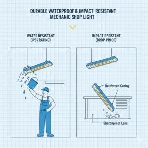 Durable and waterproof mechanic shop lights tested for impact and moisture resistance.