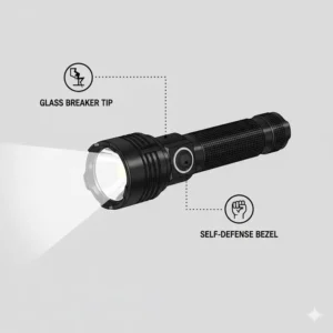 An illustration of a compact EDC survival light attached to a set of keys for everyday preparedness.