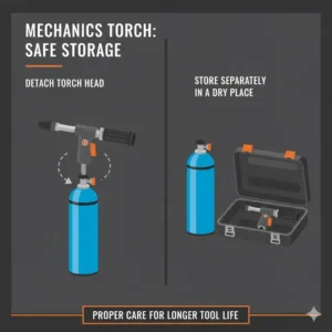 Instructions for detaching the head and storing the best mechanics torch safely after use.