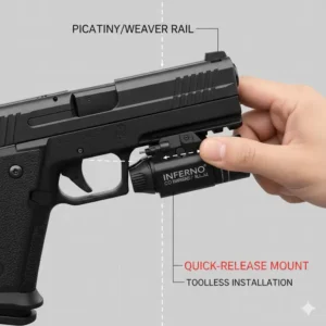 Detailed guide on how to install the best laser light combo for pistol onto a standard accessory rail.
