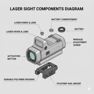 Detailed diagram of the internal components and adjustment screws found on the best laser sight models.