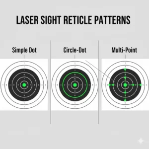 Illustration of various beam patterns available for the best laser sight to improve target acquisition.