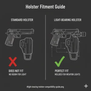 Guide showing how the best handgun light laser combo fits into a light-bearing holster.