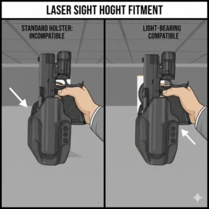 Illustration showing holster compatibility requirements when installing the best laser sight on a concealed carry weapon.