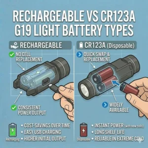 Comparison between rechargeable and disposable batteries for the best g19 light.