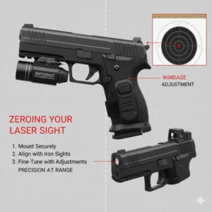 How to adjust windage and elevation to zero the best laser light combo for pistol for maximum accuracy.