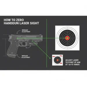 Step by step visual instructions on how to zero the laser sight on the best handgun light laser combo.