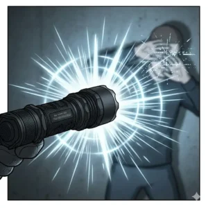 Illustration 2: A visual demonstration of the strobe mode on the best personal defense flashlight for disorientation.