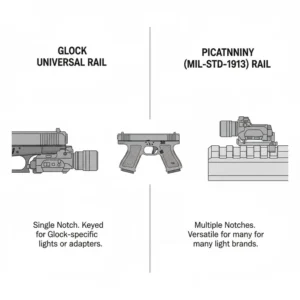 An instructional guide on rail mounting compatibility for the best light for glock.