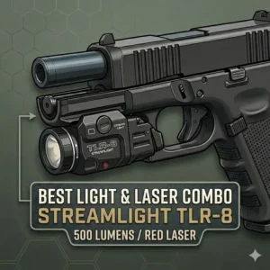 Streamlight TLR-8 featuring a laser-light combo, ranked as one of the best glock 19 lights for integrated aiming.