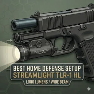 Streamlight TLR-1 HL with a wide beam pattern, making it one of the best glock 19 lights for home defense.