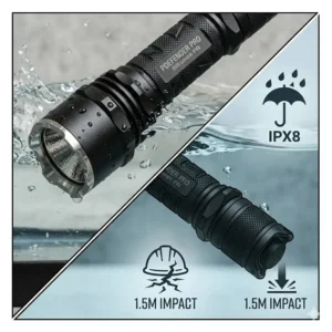 Illustration 5: The best personal defense flashlight being tested for IPX8 waterproof and impact resistance.