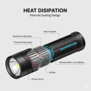 Technical diagram of the heat dissipation system used in the best rechargeable flashlight high lumens.