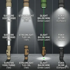Nighttime beam pattern testing and comparison of the best pistol light brands for maximum visibility.