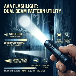 Infographic showing brightness levels of a AAA flashlight when using Eneloop NiMH batteries versus standard alkaline cells.
