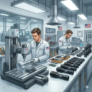 Precision CNC machinery crafting the aluminum body of the best flashlight made in usa in an American factory.
