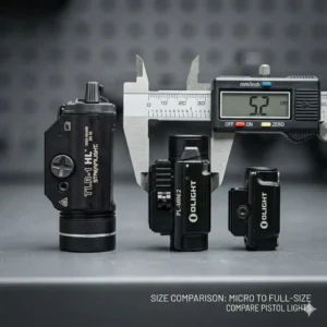 Size comparison between micro and full-size options to help you choose the best budget pistol light.