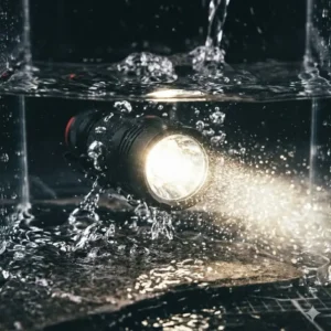 The nebo edge 2k submerged in water to demonstrate its waterproof and durable construction.