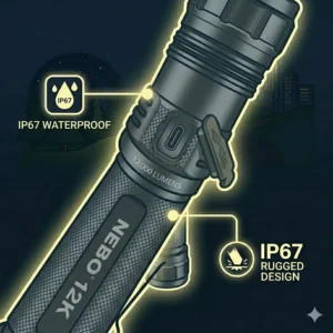 Illustration 4: nebo 12k flashlight being used as a power bank to charge a smartphone via USB cable.