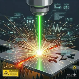 A self-leveling rotary laser light laser light tool projecting a sharp horizontal red reference line on a construction site wall.