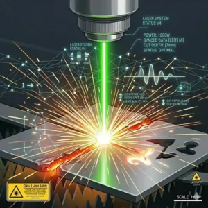 A concentrated beam of colored laser light laser light refracting and bending perfectly through a triangular glass prism.